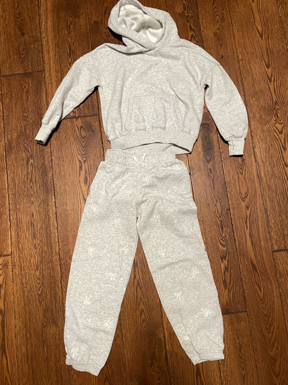 abercrombie kids grey bow sweatpants and hoodie